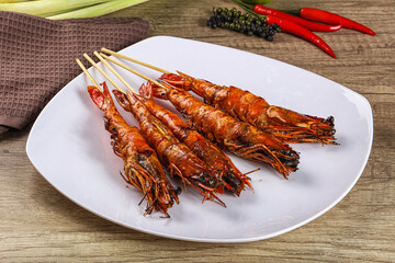 Tasty grilled tiger prawn snack