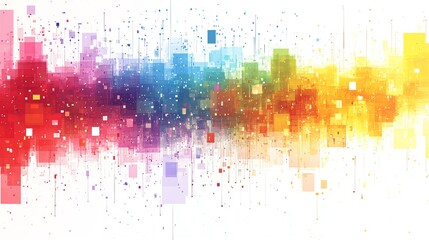 Abstract colorful background with pixelated squares and white background