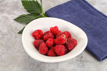 Ripe sweet and juicy organic raspberry