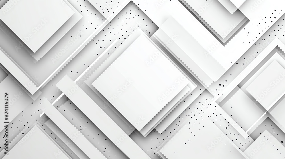 Poster abstract white geometric background with squares and lines.