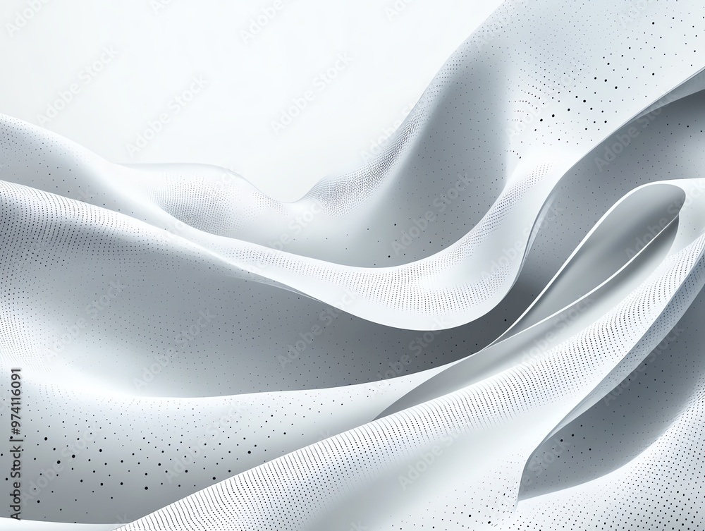 Aufkleber abstract white fabric with flowing waves and subtle texture.