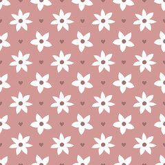 Seamless flower pattern vector. Cute floral hand drawn wallpaper on blue background.