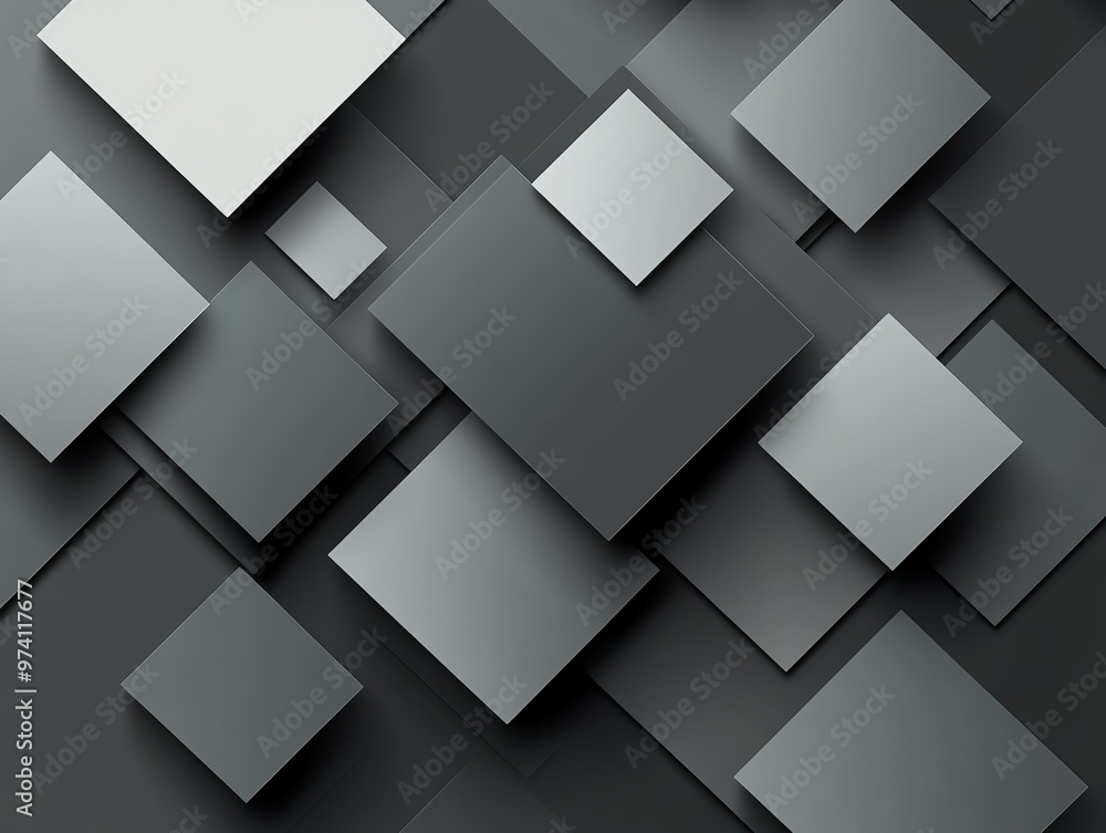 Aufkleber abstract geometric pattern of overlapping squares in shades of gray.