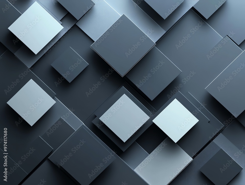 Poster abstract geometric background with overlapping squares in shades of gray.