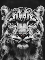 Fototapeta premium Snow leopard in black and white