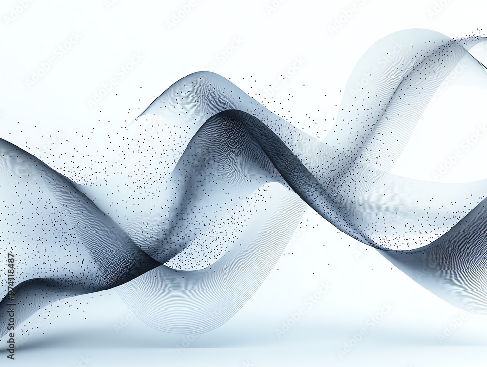 Poster abstract geometric lines and dots over a white gradient, flowing and dynamic for sleek packaging or 