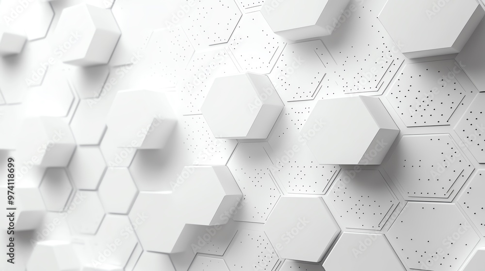 Poster abstract white hexagonal pattern background.