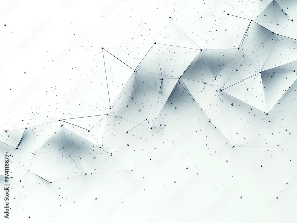 Poster abstract white and gray geometric background with connecting lines and dots.