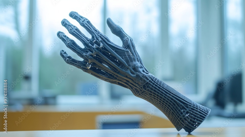 Poster advanced 3d printed prosthetic limb featuring integrated smart sensors for enhanced functionality an
