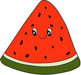 Cute smiley face red slice watermelon