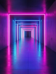 Neon Lit Hallway