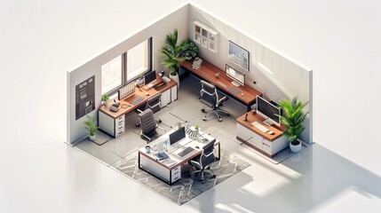 Cozy and Efficient Home Office Space with Modern Furniture and Decor  Creative Workspace with Desk Chair Laptop and Decorative Plants for Productive Work Environment