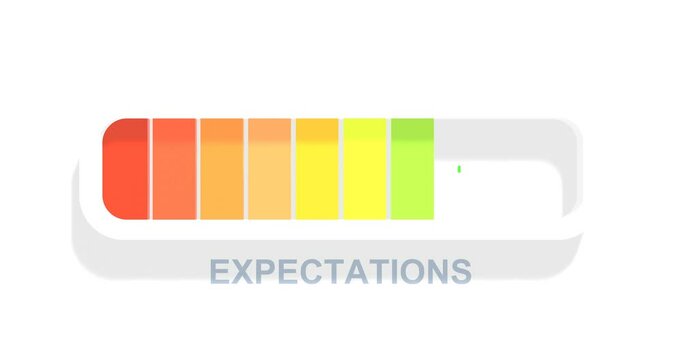 Progress bar with the word expectations represents the surpassing of expectations of the people you deal with, whether they are customers, superiors or others who need things from you