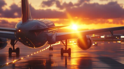 Planes Take Off Passenger Plane Fly Landing Strip Airport.sunlight back ground