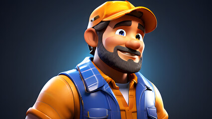 3D Cartoon-Style Gold Miner Character in a Vibrant Mine Setting