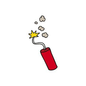 hand drawn cartoon doodle of a lit dynamite stick