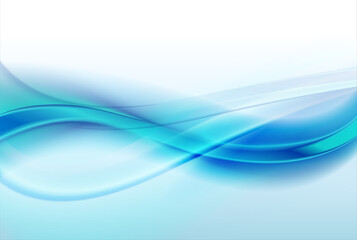 Abstract white blue background, elegant wavy 3D illustration.