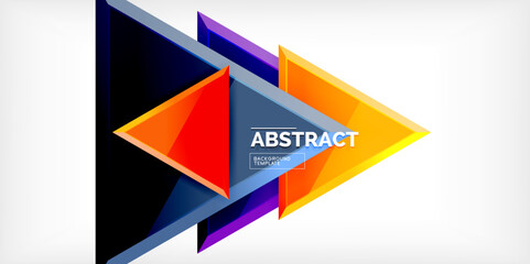Abstract background - colorful triangles with 3d effect. Vector Illustration For Wallpaper, Banner, Background, Card, Book Illustration, landing page