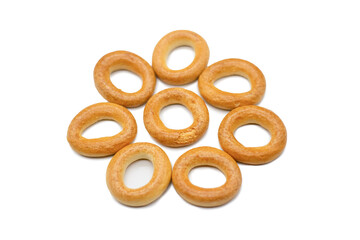 bagels arranged in the shape of a flower isolated dlf card design background for collages