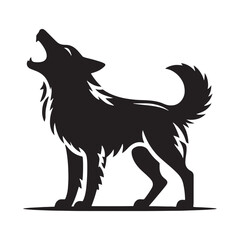 Obraz premium Minimalist barking dog silhouette for versatile art projects - Barking dog illustration - minimallest barking dog vector 