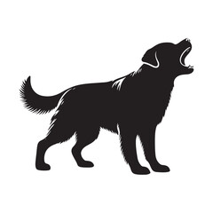Simplified barking dog silhouette for digital projects - Barking dog illustration - minimallest barking dog vector
