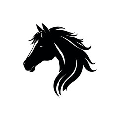 a horse face vector silhouette, black color silhouette white background