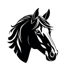 a horse face vector silhouette, black color silhouette white background
