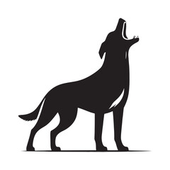 Simplified barking dog silhouette for various purposes - Barking dog black vector
