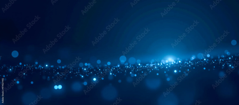 Poster abstract blue bokeh background for creative design, modern light dot pattern on gradient blue, versa