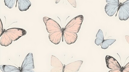 Pink and Blue Butterfly Pattern Illustration