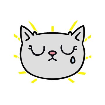 hand drawn quirky cartoon crying cat