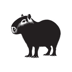 Simplified capybara silhouette for art and media projects - Capybara illustration - minimallest capybara vector
