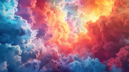 Breathtaking celestial landscape featuring a dramatic and vibrant cloudscape in a stunning sunset color palette  This digital art masterpiece evokes a sense of awe wonder and imagination