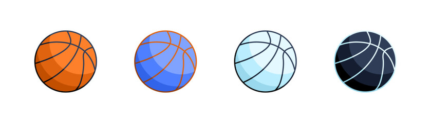 Basketball ball icon set. Flat style. Vector icons