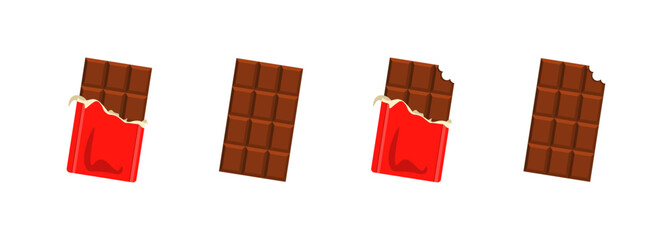Chocolate bars icons. Chocolate set. Flat style. Vector icons