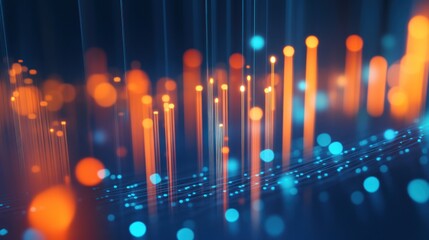 Abstract Digital Art with Orange and Blue Lights