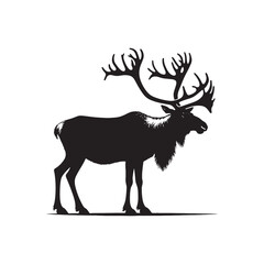 Minimalistic caribou silhouette for creative artwork - Caribou black vector
