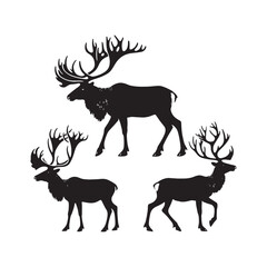 Caribou silhouette for innovative artistic projects - Caribou illustration - minimallest caribou vector
