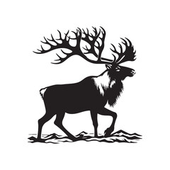 Unique caribou silhouette for any creative project - Caribou black vector
