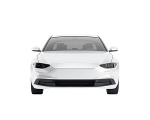 Sleek white car front view with modern design, emphasizing smooth lines and contemporary aesthetic for automotive enthusiasts.