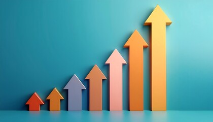 Financial Planning Journey: Rising Arrows 3D Illustration with Copy Space and Selective Focus, Ultra HD Quality
