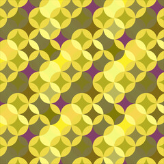 Star Circle Abstract Seamless Geometric pattern. Yellow Colorful geometrical shape pattern. Design for fashion, fabric, textile, wallpaper, cover, web, wrapping and all prints on a colored background.