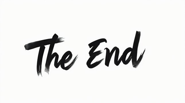 The end in handwritten brush lettering on white background