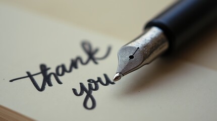 Fototapeta premium Close-up of fountain pen writing thank you message