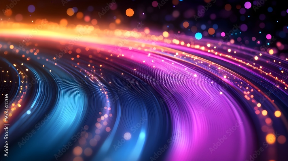 Poster captivating neon infused abstract futuristic backdrop with colorful motion elements