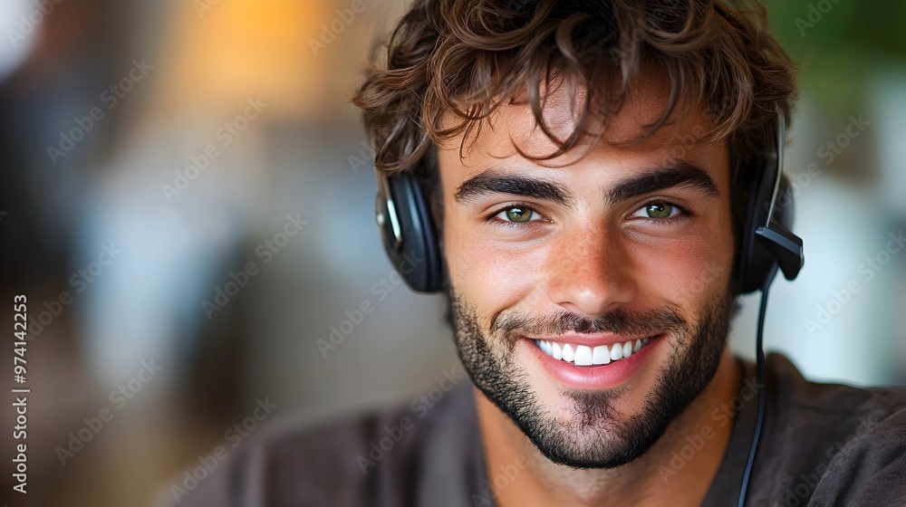 Aufkleber friendly call center agent resolves customer issues with excellent communication