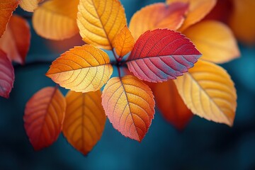 Obraz premium Close-up of multi-colored autumn foliage
