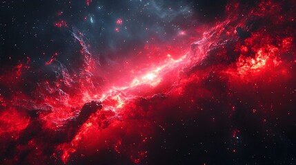 Obraz premium Mesmerizing Red Cosmic Galaxy Explosion in Deep Space Nebula