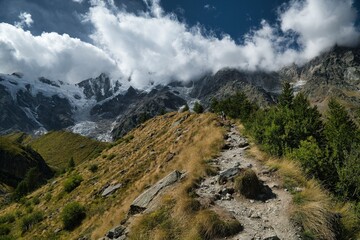 Landscape in the mountains Alps and Monte Rosa glaciers