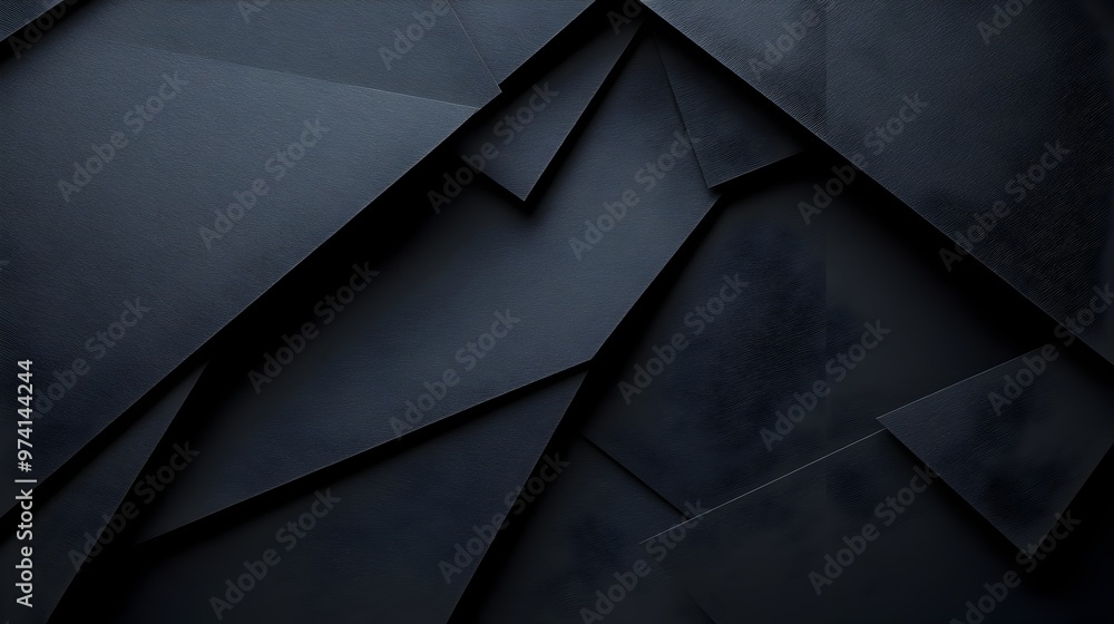 Poster minimalist abstract dynamic black geometric paper shapes with soft shadows
